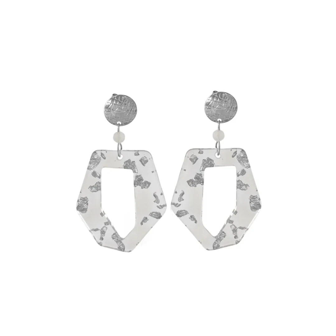 Moonstone Abstract Earrings - Silver