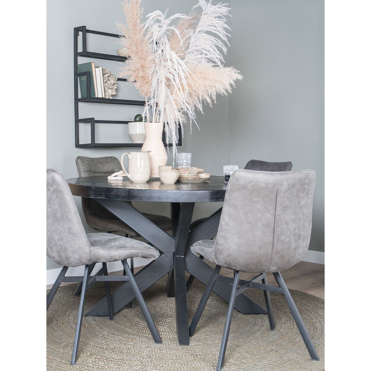 Wall Shelf Vintage Black Mango Wood - Trio