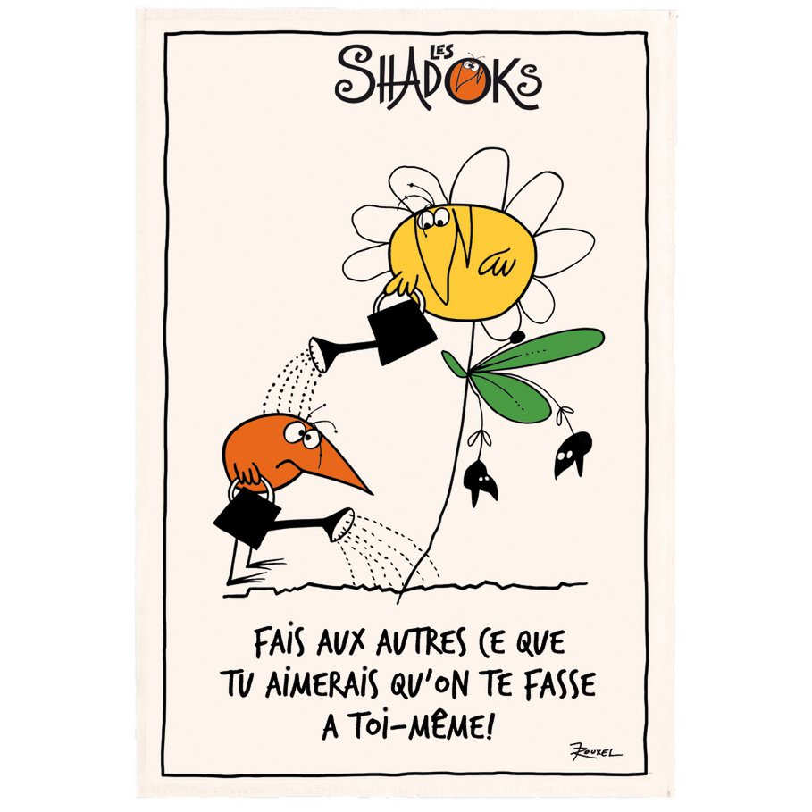 Shadoks tea towel made to other Ecru 48 x 72