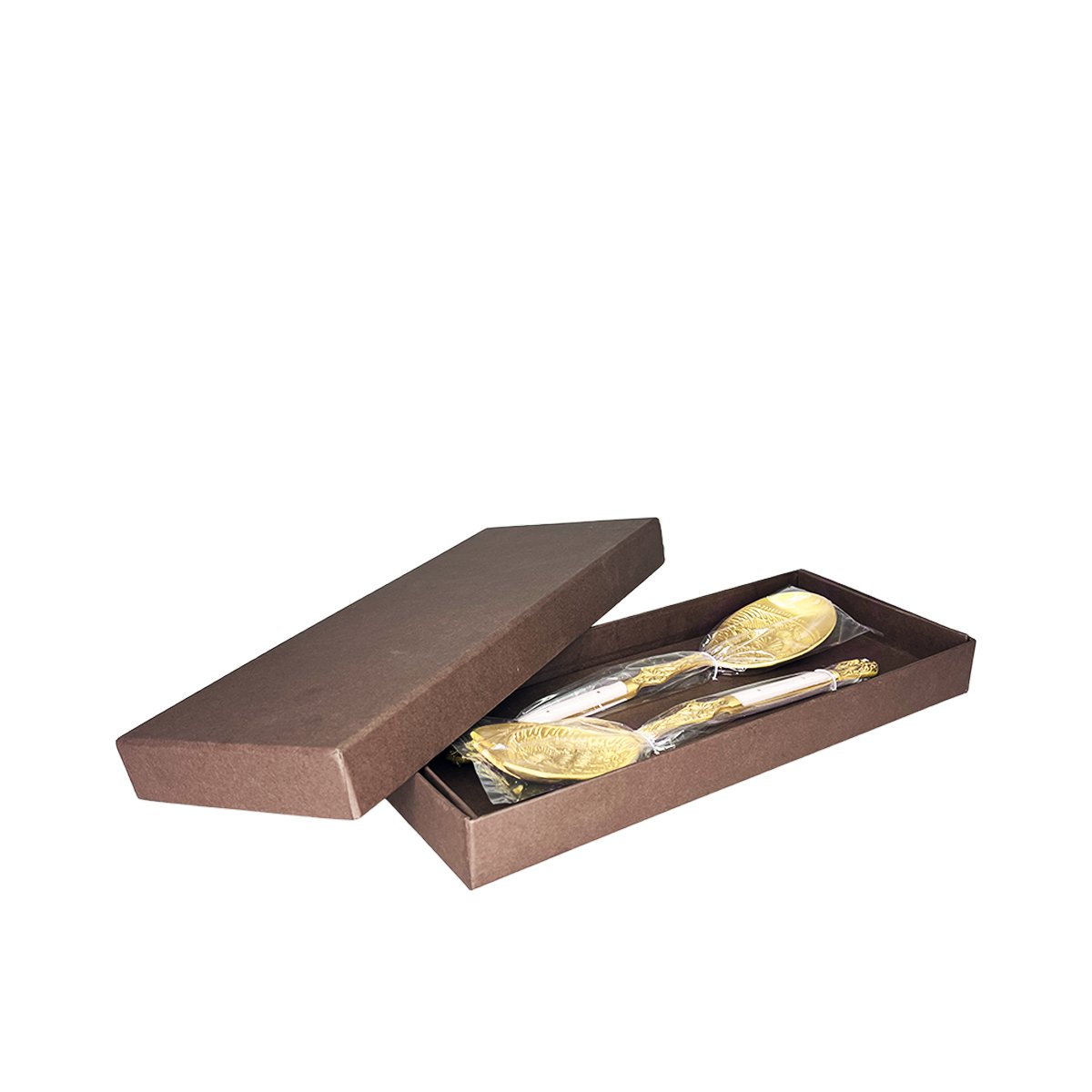 Golden oriental salad servers