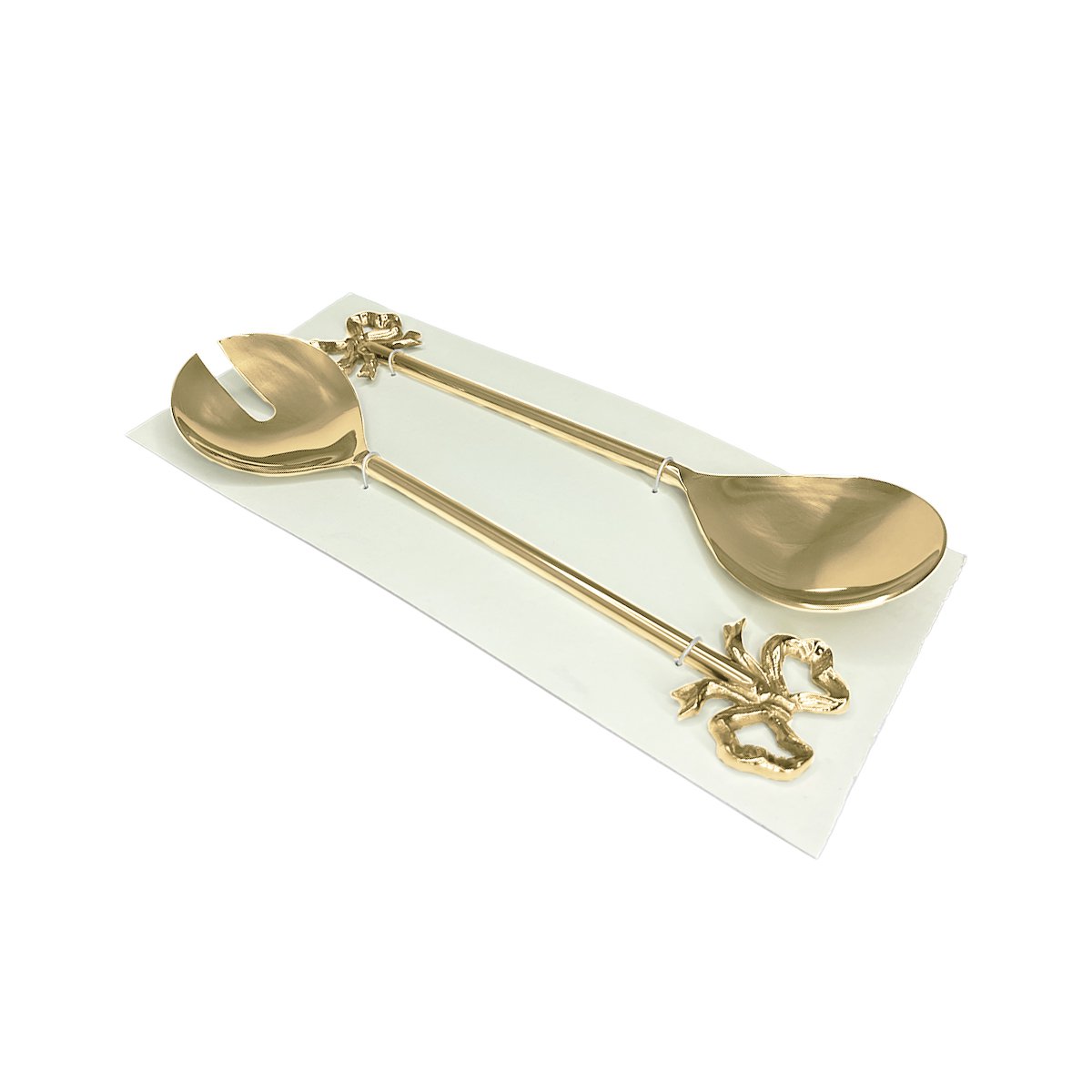 Salad servers with golden knots