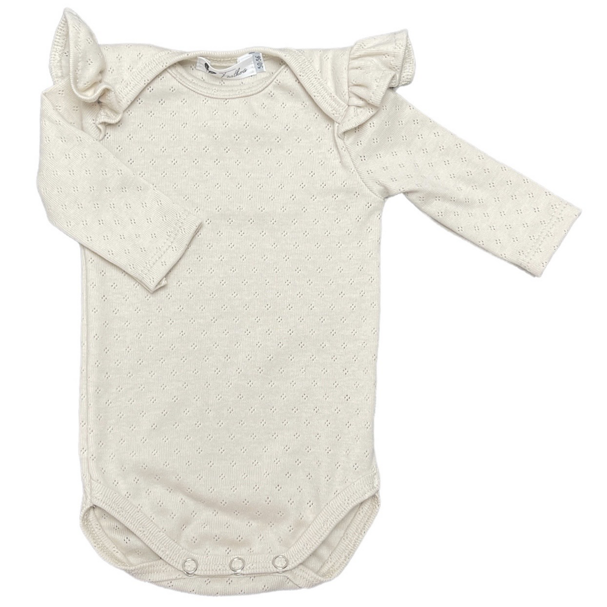 Long sleeve romper pointelle natural beige