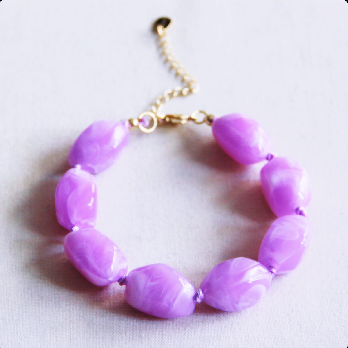 Beaded bracelet 'nugget' large - lilac