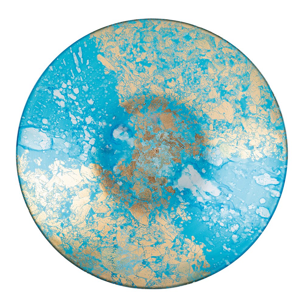 COUPE DECORATIVE BLEUE ET DOREE 39.5X39.5X6.5CM