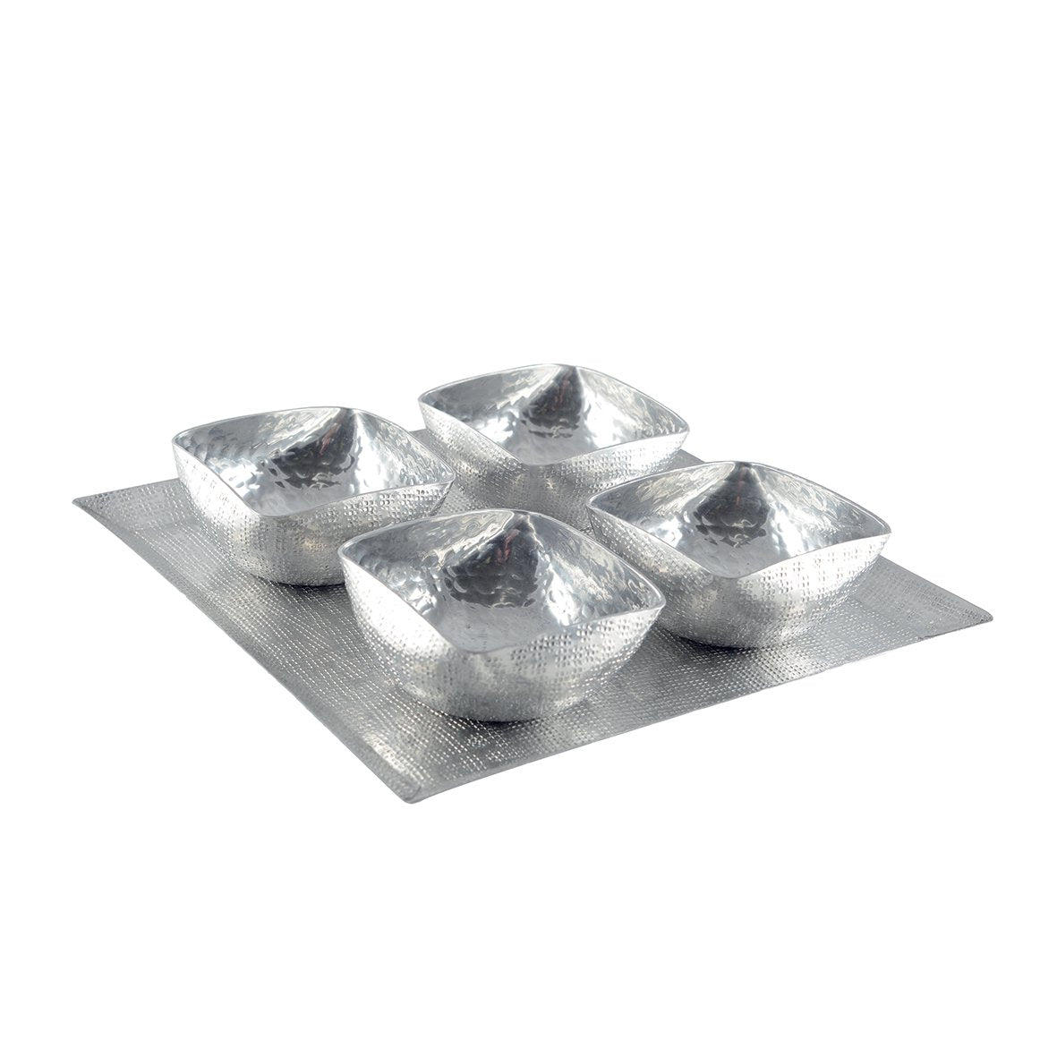 Set of 4 cups on aluminum plate