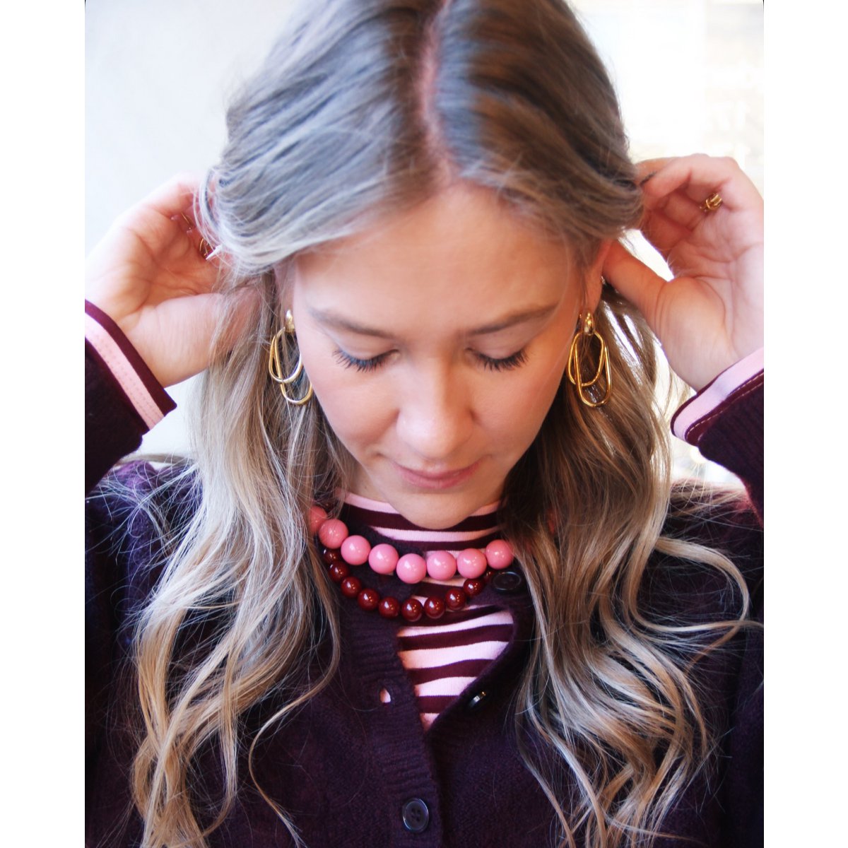 Beaded necklace XXL - pink