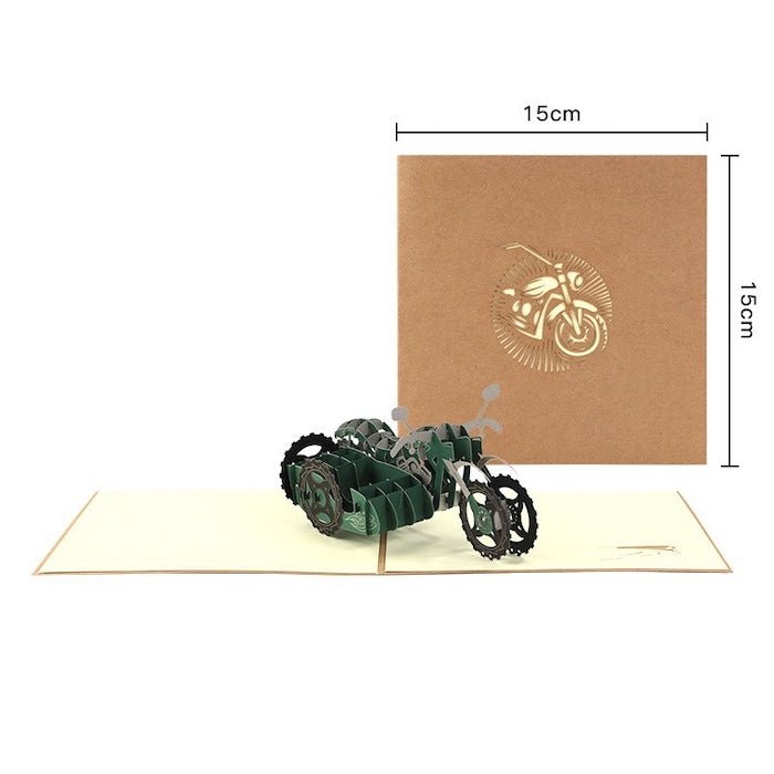 3D Card for Him for Dad - Jeep and Motorbike Design