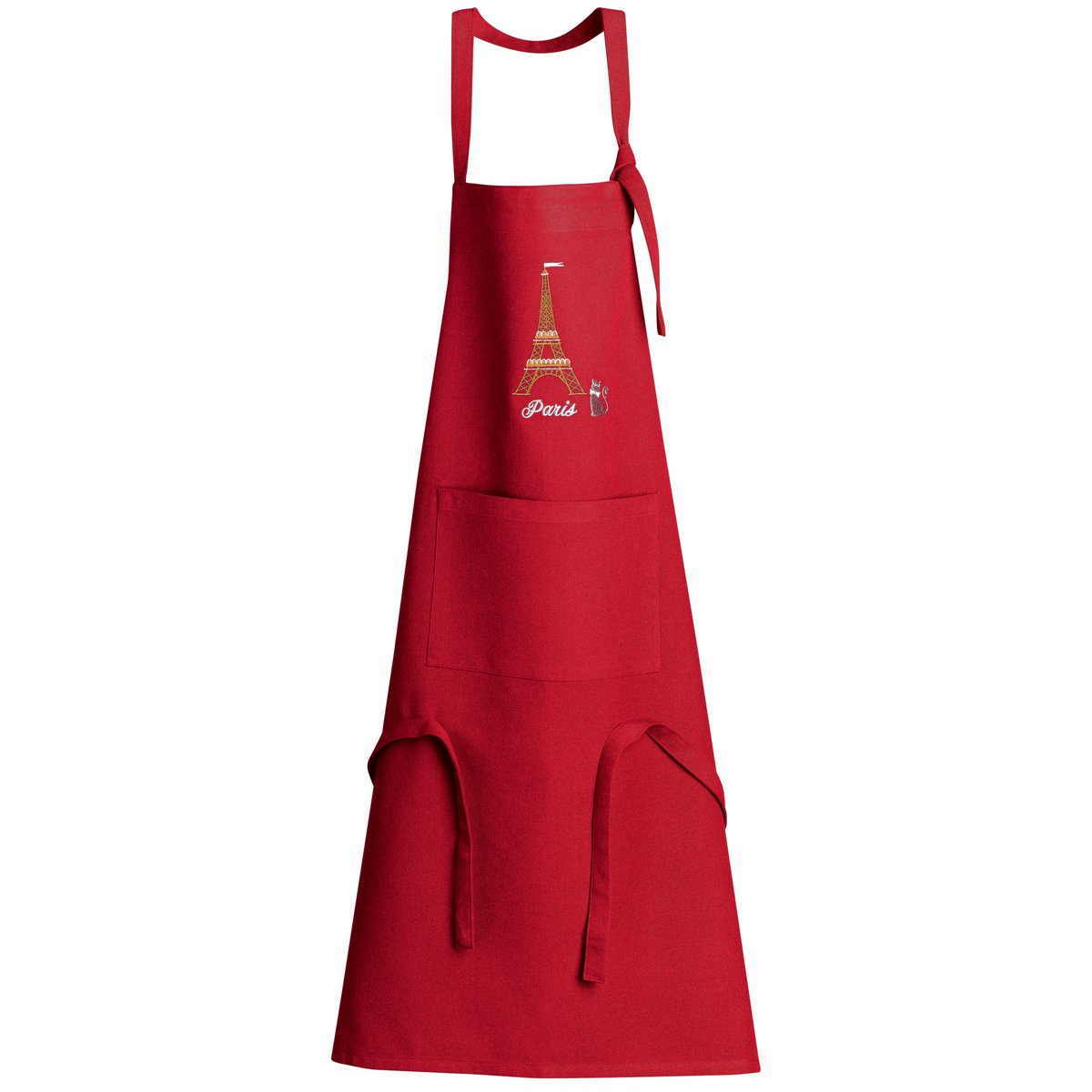 Recycled Eiffel Tower kitchen apron with pocket Red 85 x 72