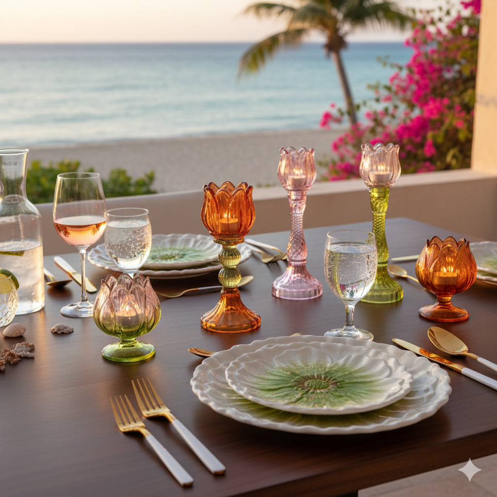 Assiette plate verte Capri 26x26x3cm