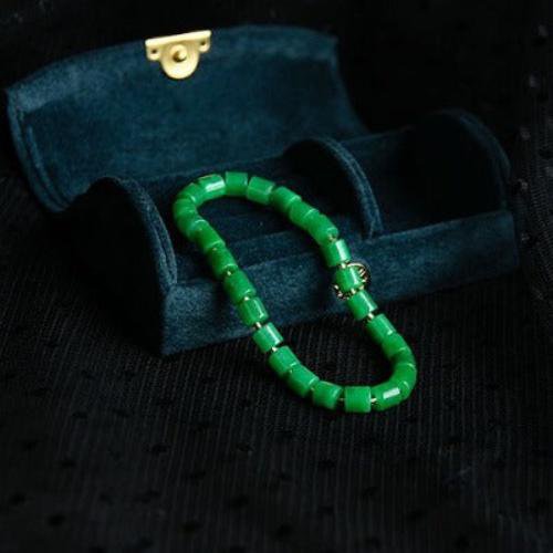 Minimalist Vivid Green Jade Beads Bracelet