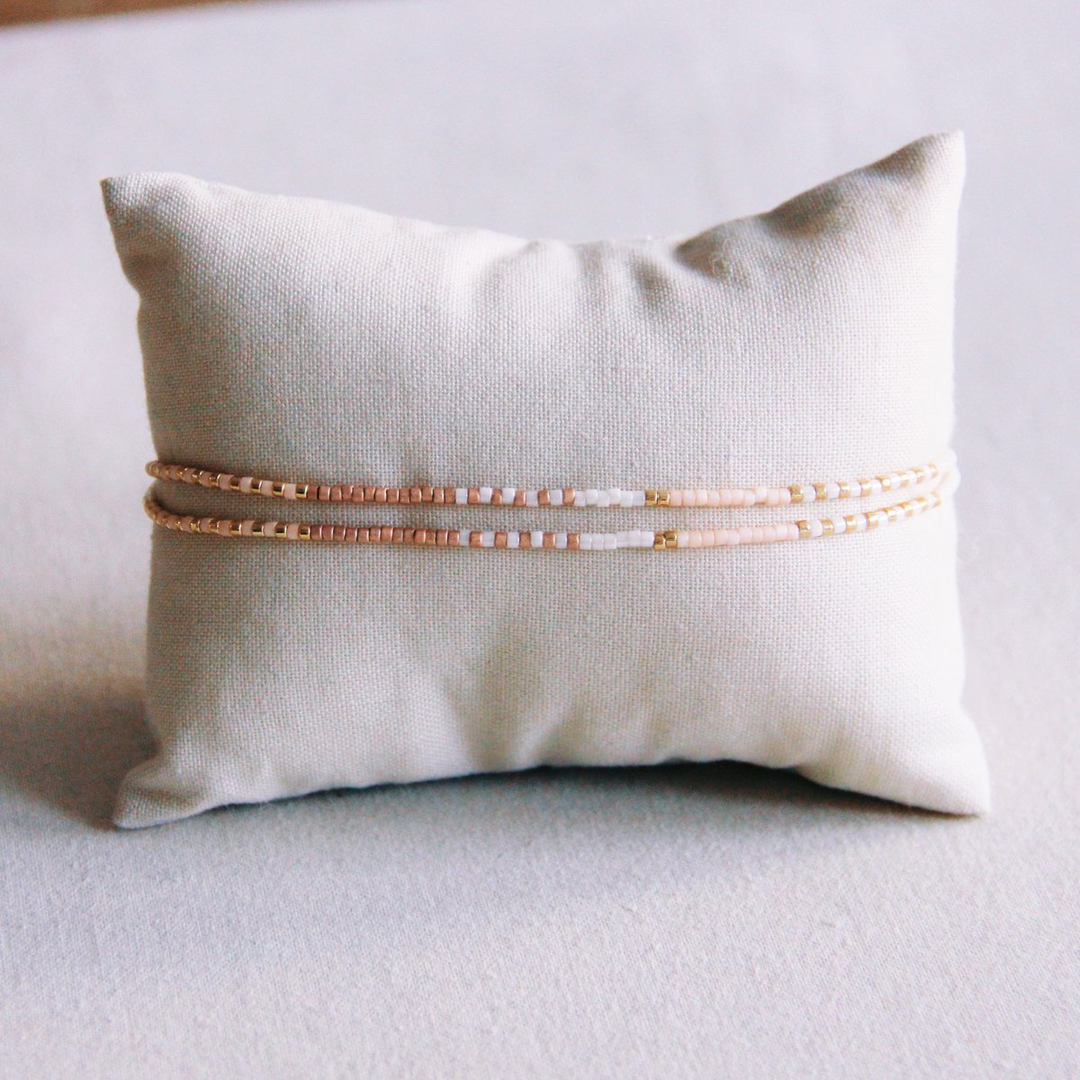 Double miyuki bracelet - nude/white/taupe