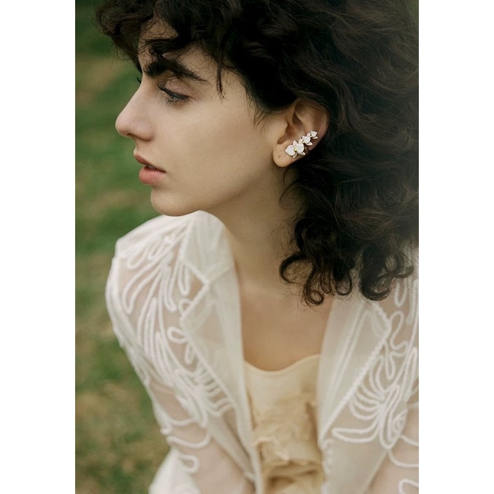 White Orchids Flower Ear Cuff-One Piece-For Left Ear