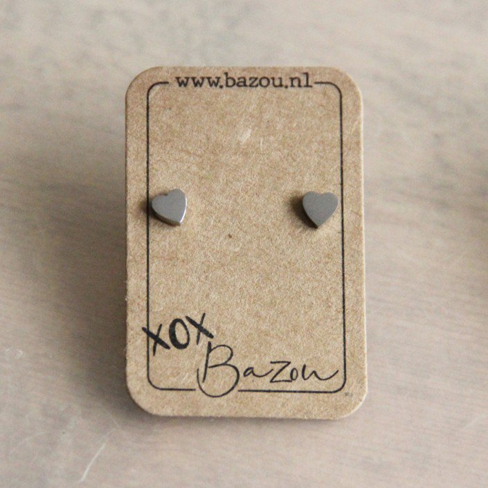 OS431 - Stainless steel ear studs heart - silver