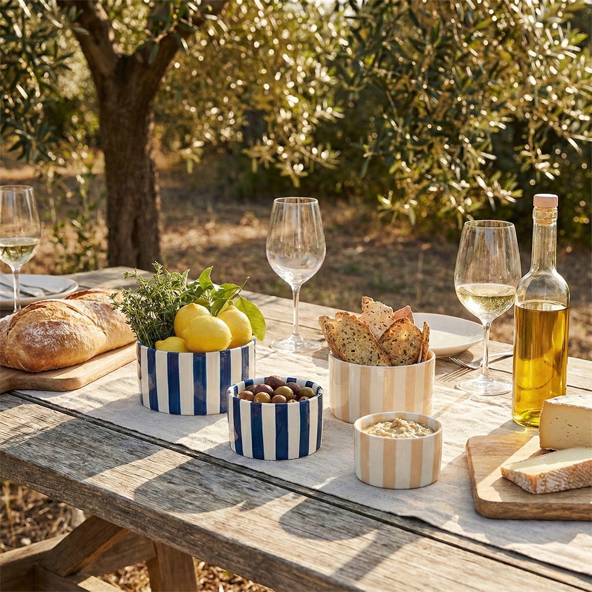 Aperitif set of 4 striped cups