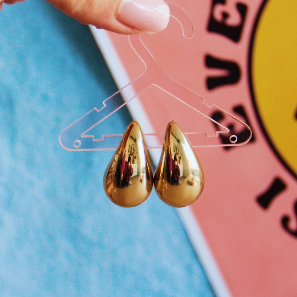 Stainless steel drop earring - shine/gold