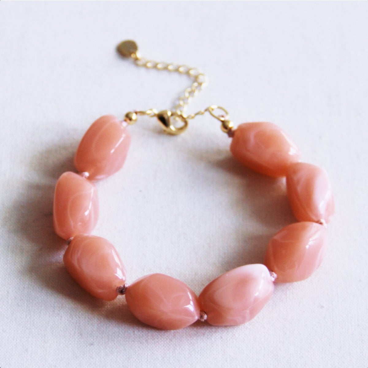 Beaded bracelet 'nugget' large - peach