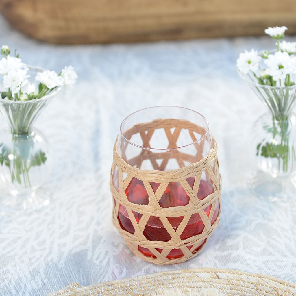 Rattan water glasses 9x9x12cm - Lot of 6