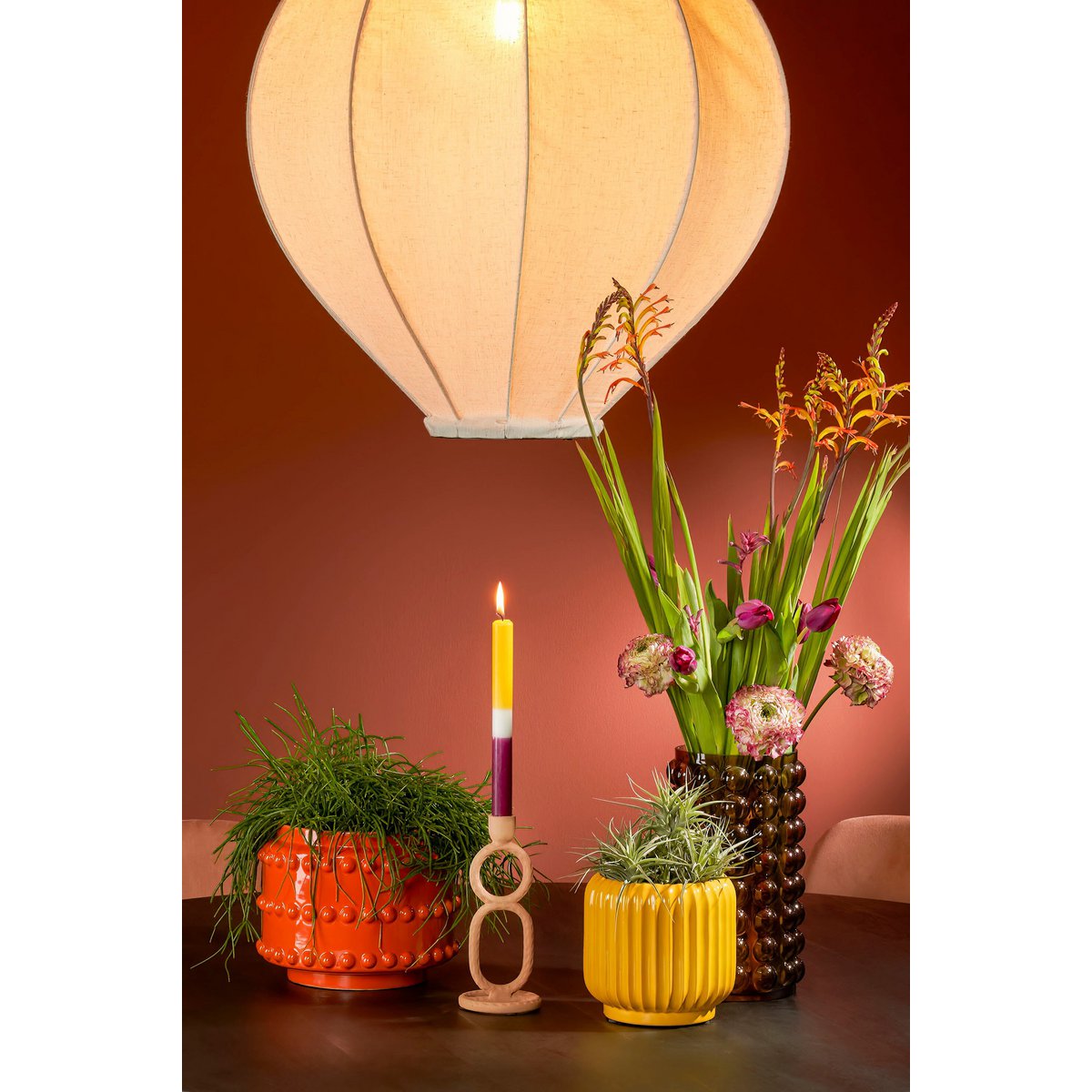 Dinner candle Dip-dye Yellow