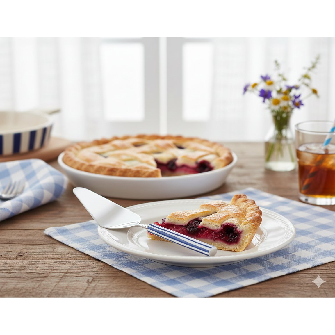 Blue striped pie server