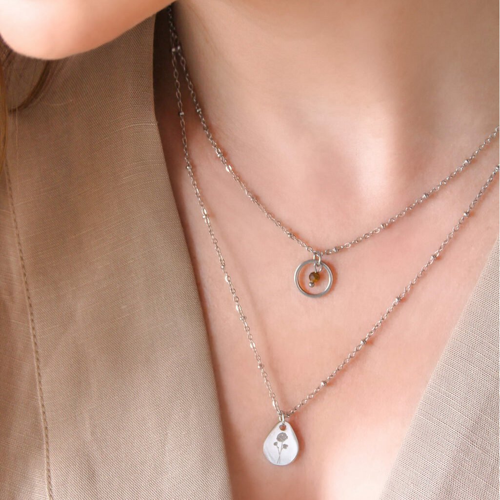 Silver Birth Flower Necklace (can be ordered per month)