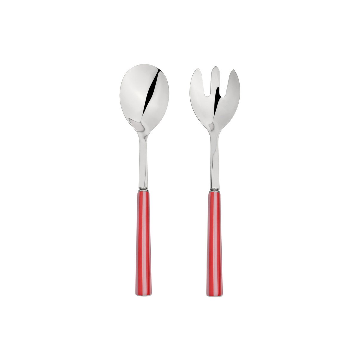 Red striped salad servers