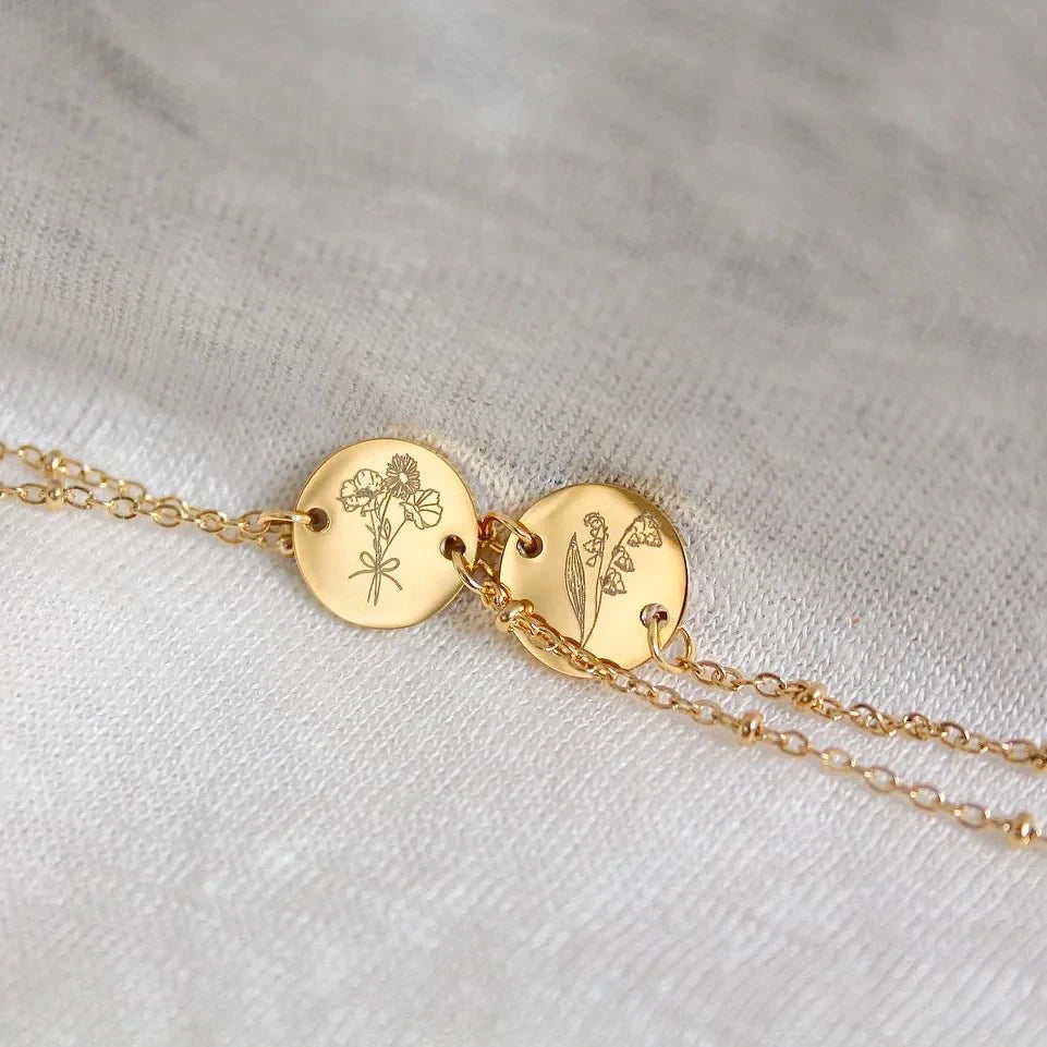Birth Flower Bracelet - Gold (can be ordered per month)
