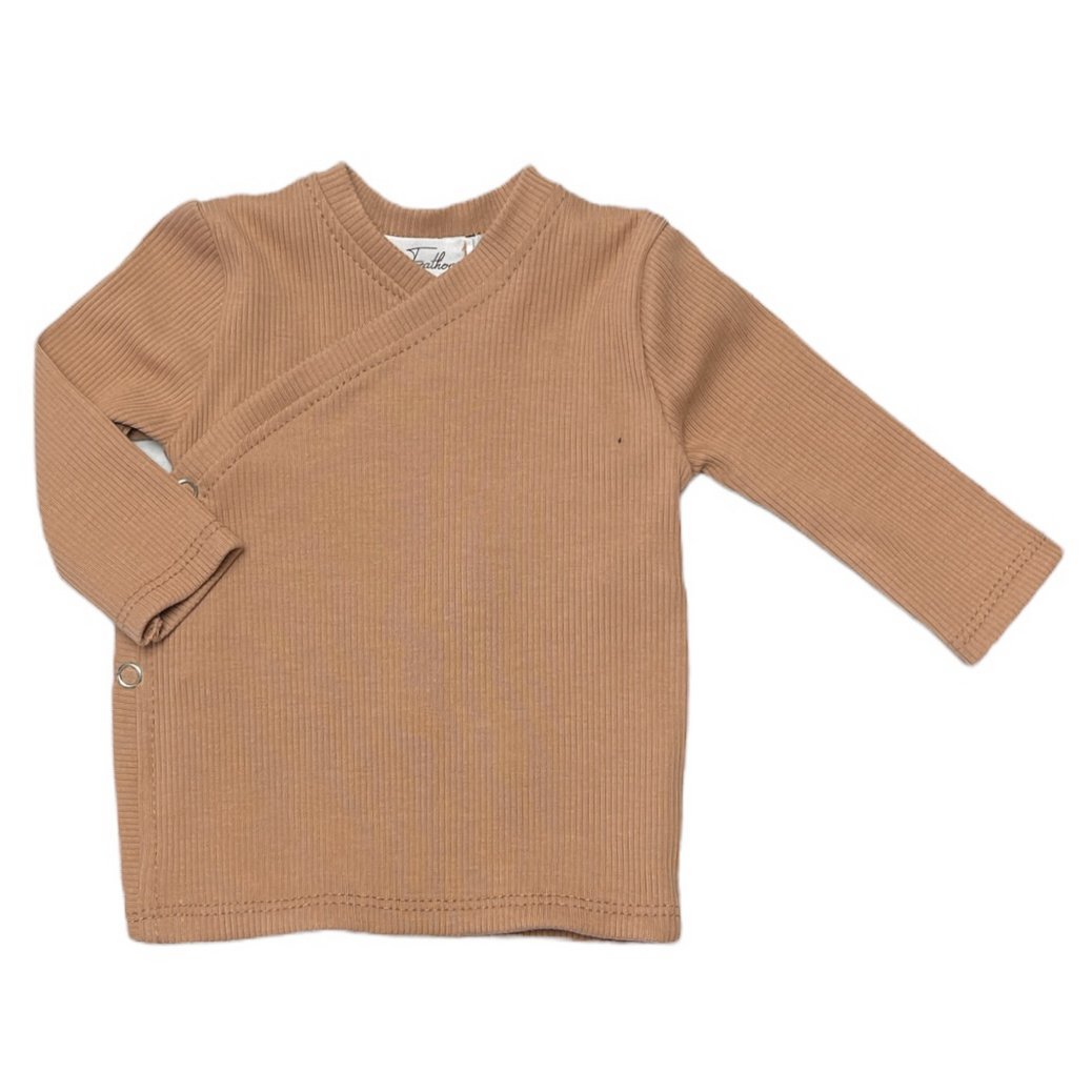 Wrapover shirt rib jersey peach