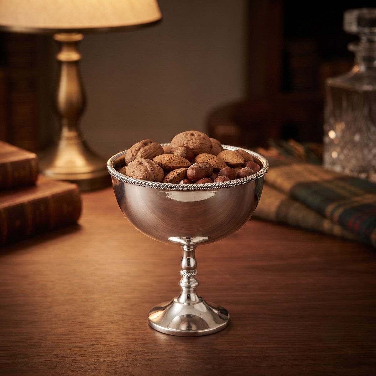 Silver stainless steel fruit bowl