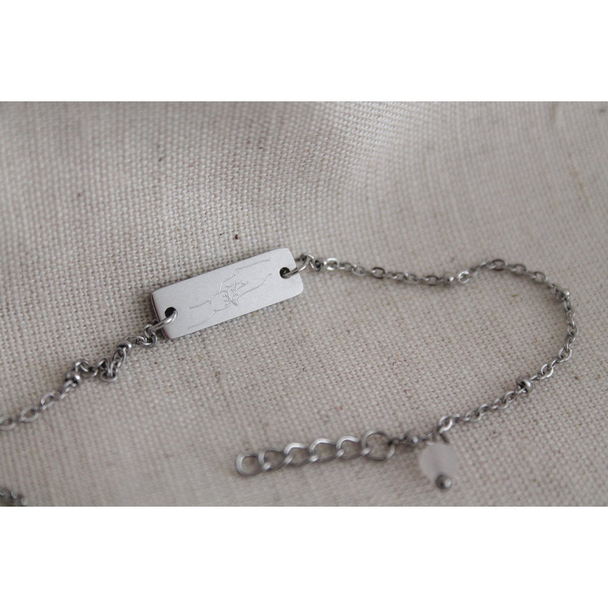 Bracelet Mom and Child & Rose Quartz - Silver