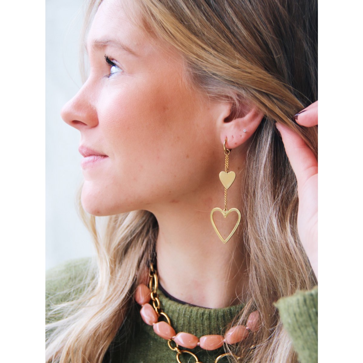 Long heart earrings