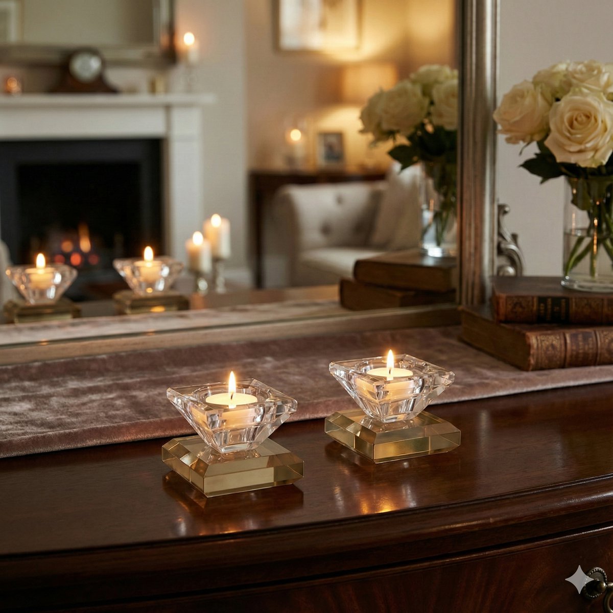 Amber square candlesticks - Lot of 2