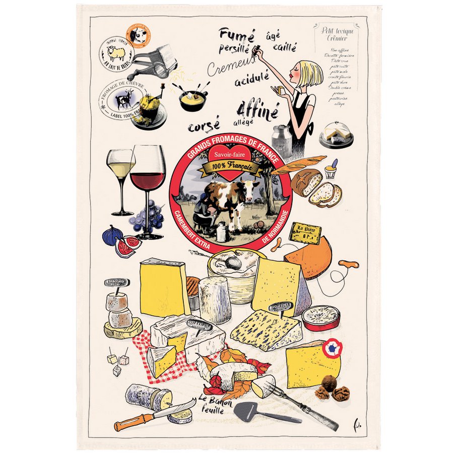 Print cloth Les Grands cheeses Ecru 48 x 72