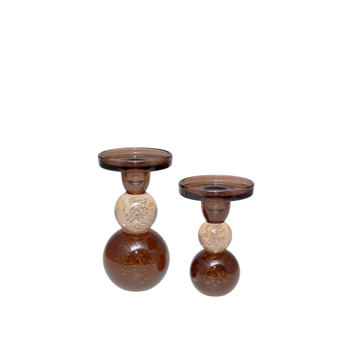 Moka and amber glass bubbles 8.5x8.5x16cm