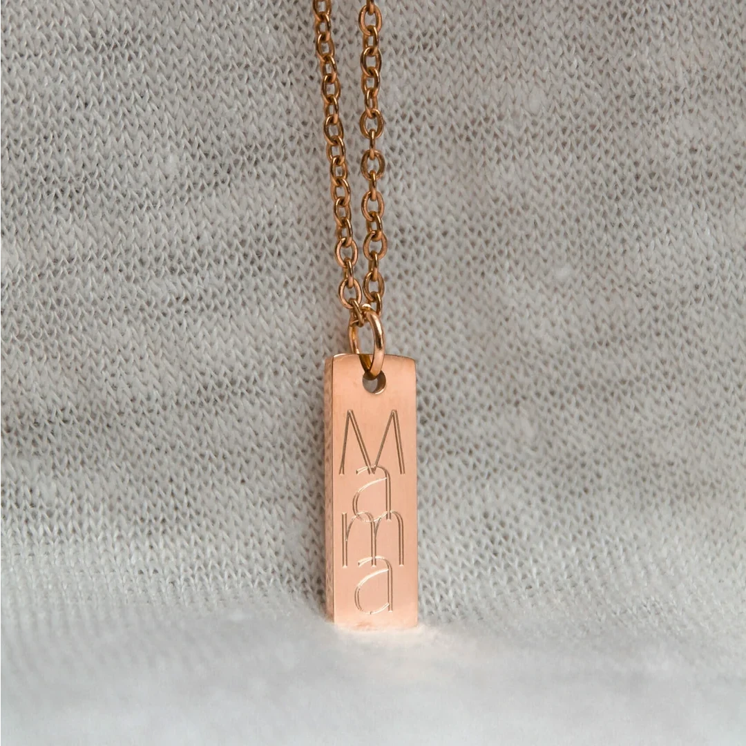 Necklace Mom Engraving Plate - Rosé