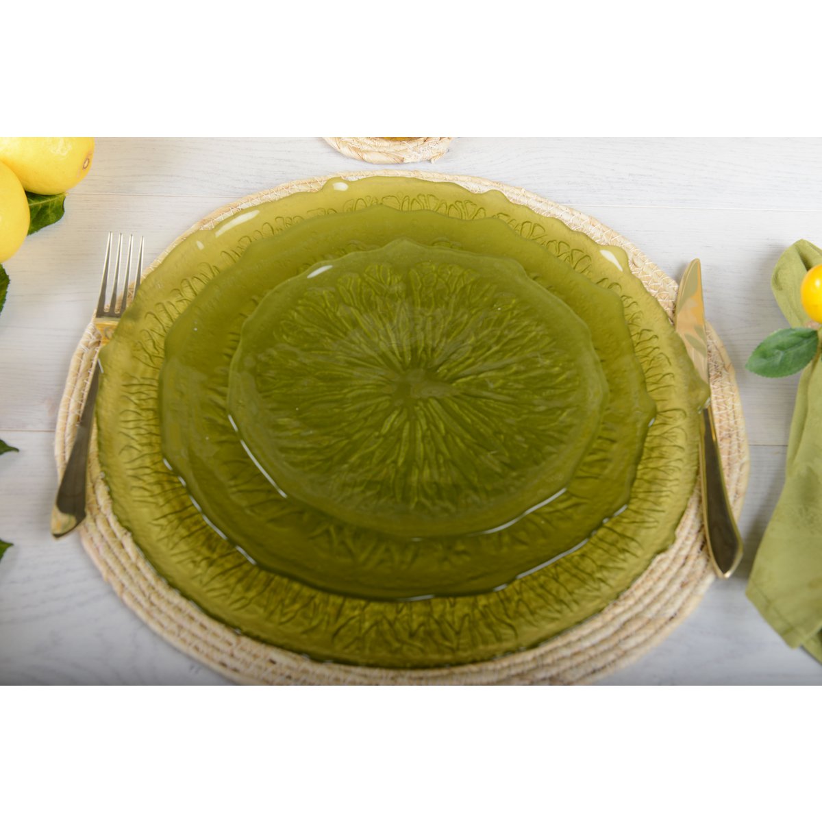 Green dessert plate 21cm - Lemon
