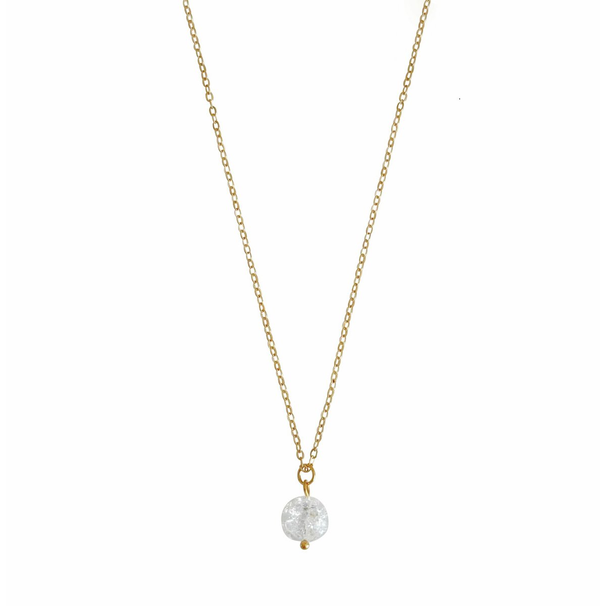 Cracked Rock Crystal Necklace - Gold