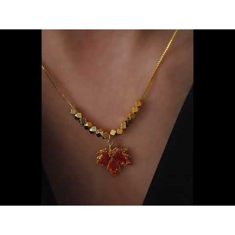 Autumn Maple Stone Pendant Necklace