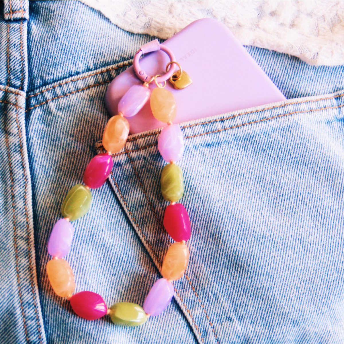 Phone cord nugget beads - multicolor
