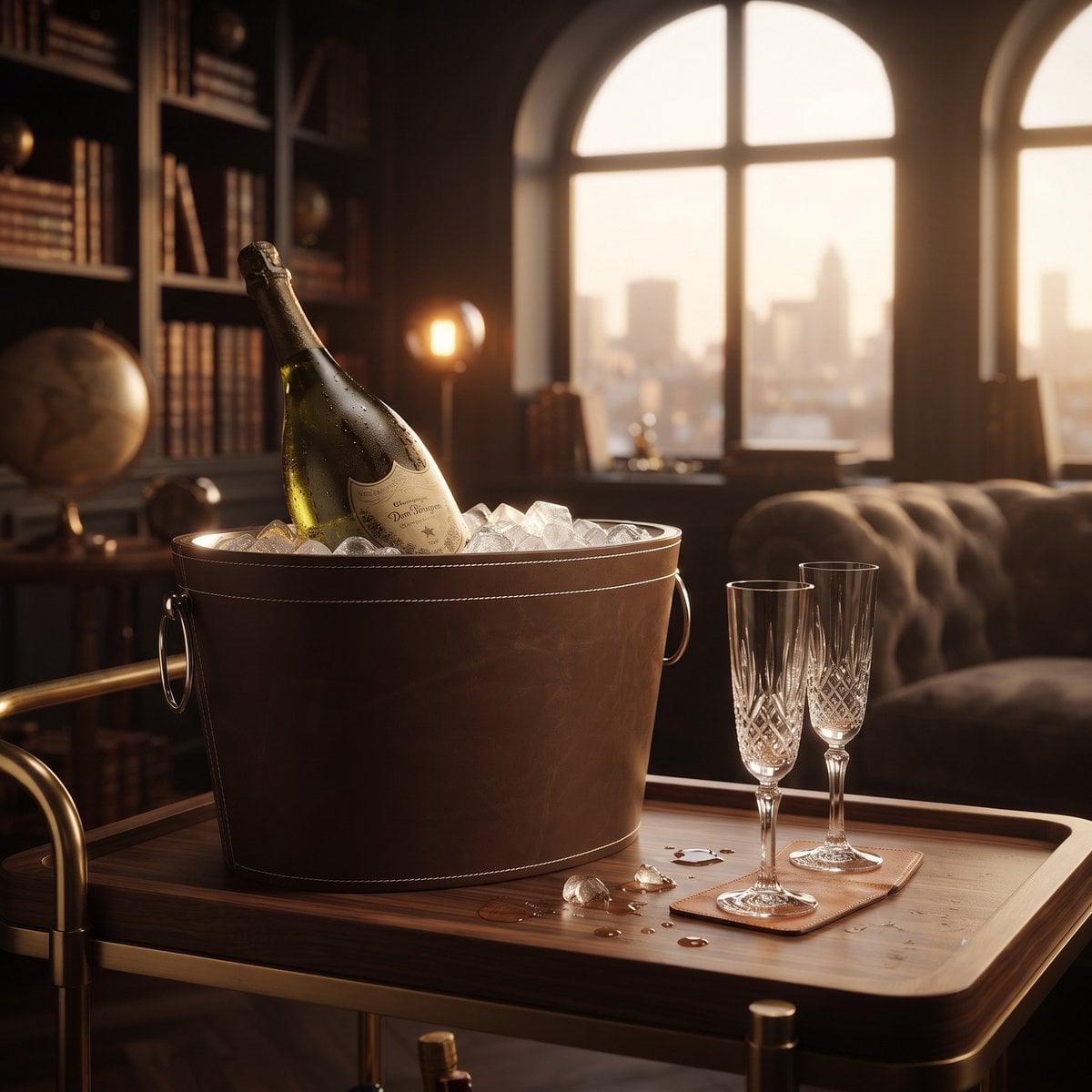 Magnum champagne bucket in metal and imitation leather 43x25x38cm