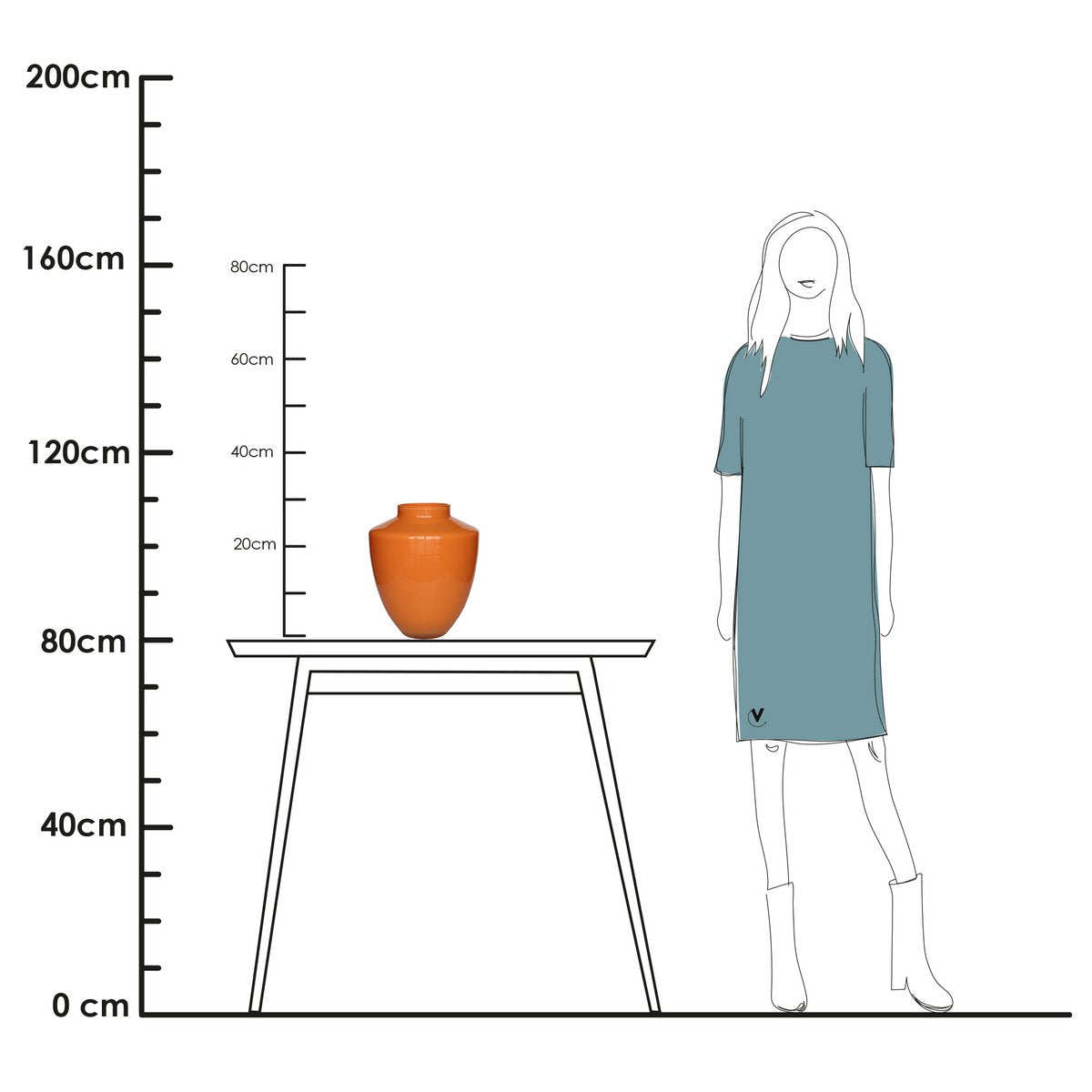 Vase - Tugela dark orange