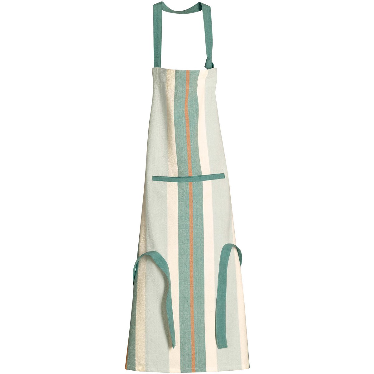 Yuna recycled kitchen apron with water green pocket 72 x 85