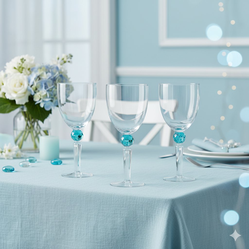 Wine glasses with green diamond foot - Lot of 4