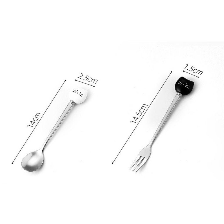 Spoonful white and black cats - set of 6