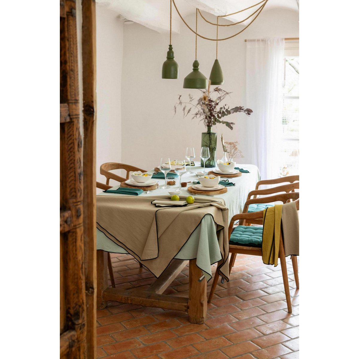 Grace Céladon recycled tablecloth 170 x 300