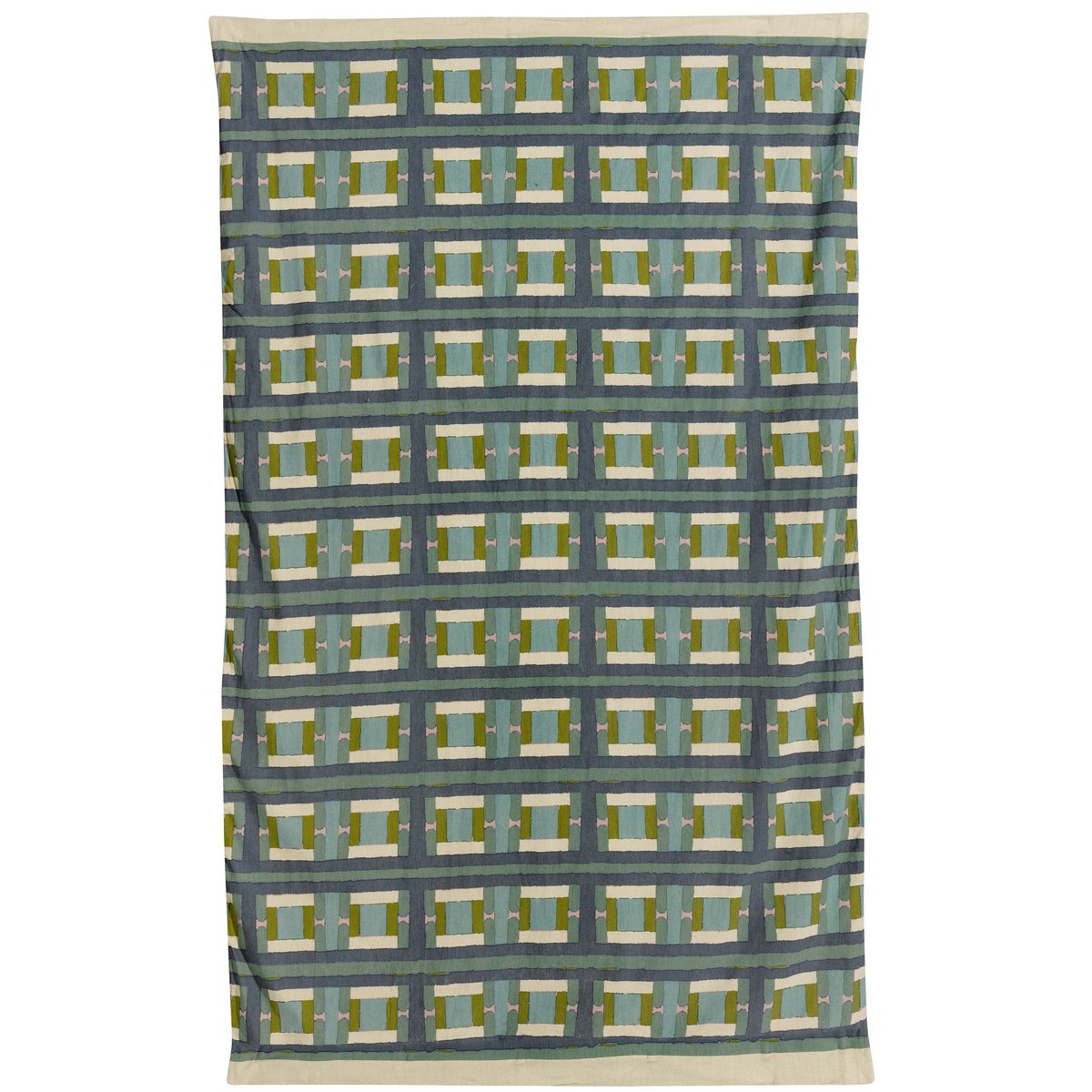 Gray green print plaid 135 x 200