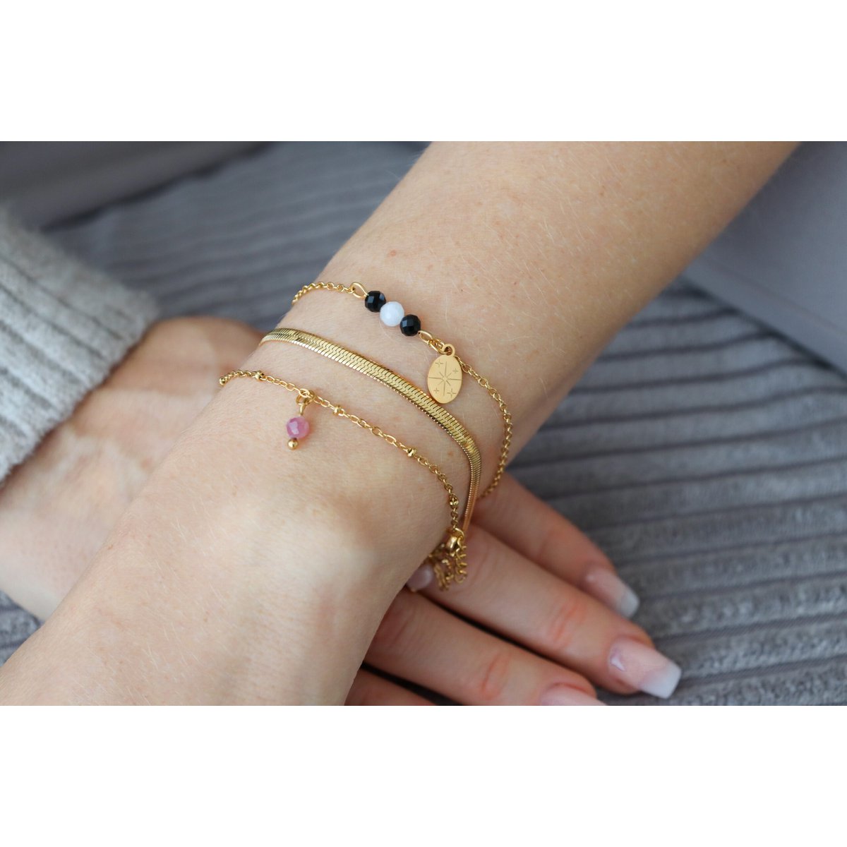 Moonstone and Tourmaline Sparkle Bracelet - Gold