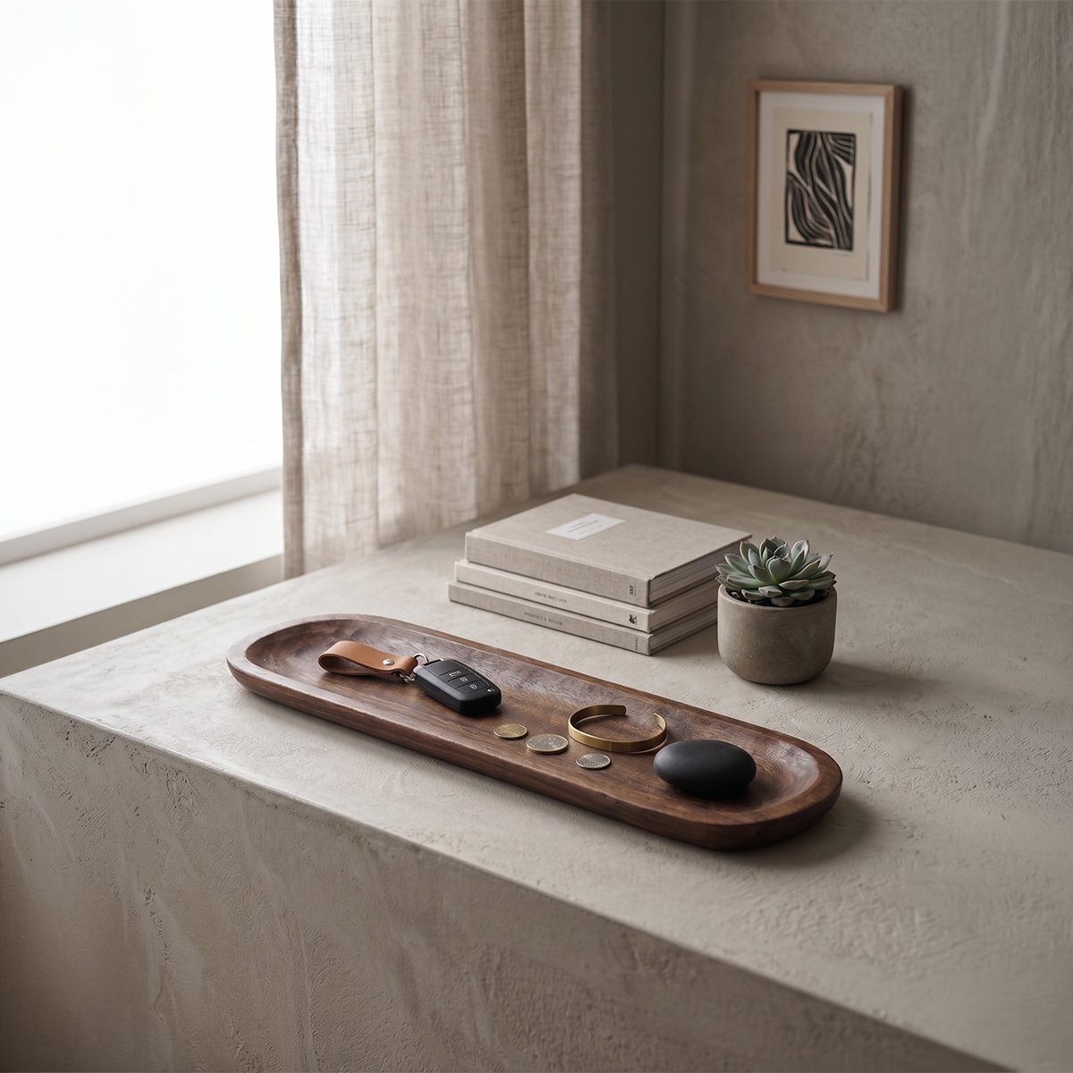 Decorative wooden tray 58x22x4cm