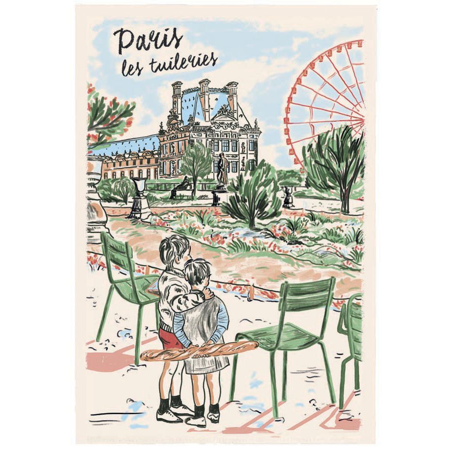 Tea towel Paris Les tuileries Ecru 48 x 72