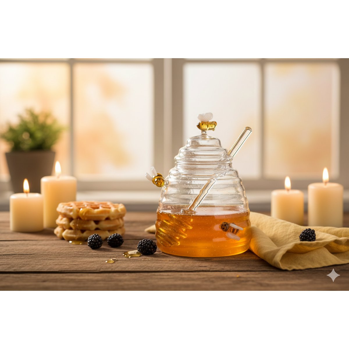 Glass bee honey pot 500ml