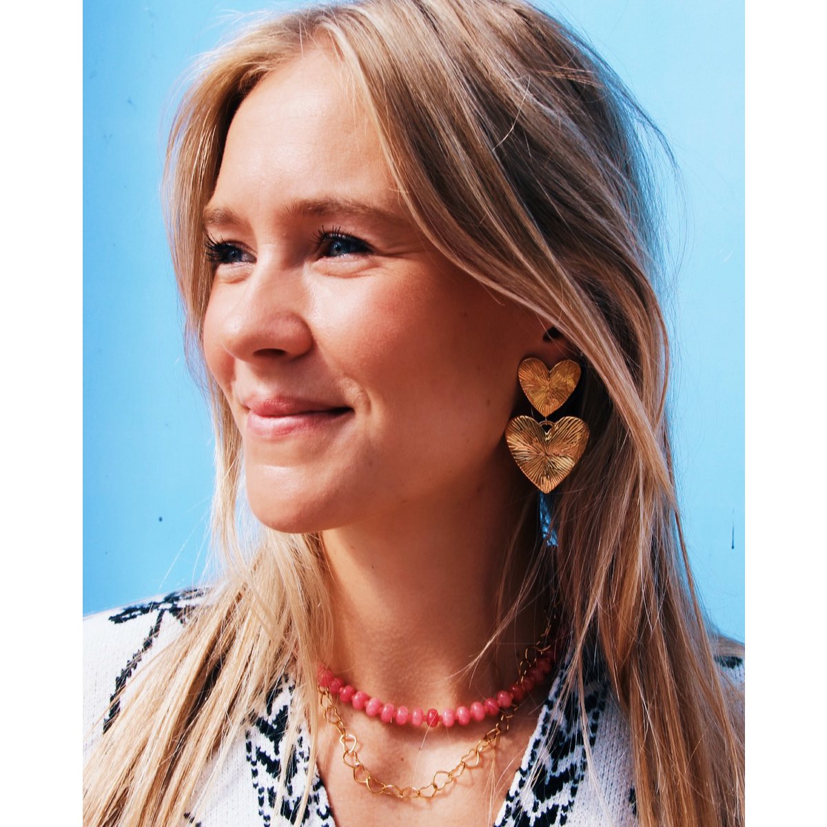 Statement earring 2 hearts